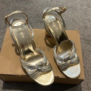 J.Crew Gold and Silver Strappy Heels 9